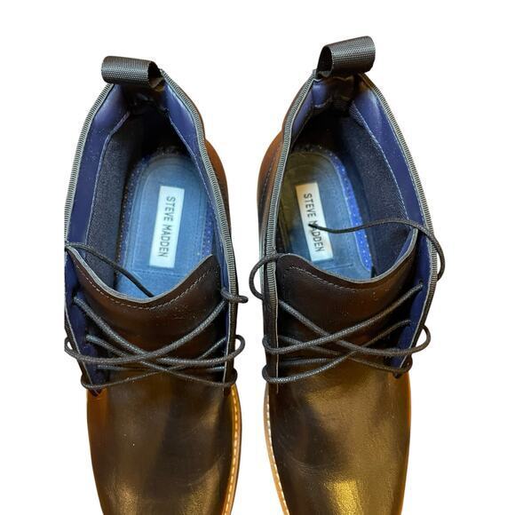 NWOT Steve Madden Men's 8 Chevy Chukka Boot Men Black & Brown Lace Up Dress Boot - Picture 11 of 16